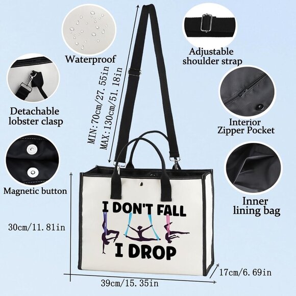 Aerialist Cosmetic Makeup Bag Aerial Yoga Gifts I Don't Fall I Drop Aerial Dance - Picture 4 of 7